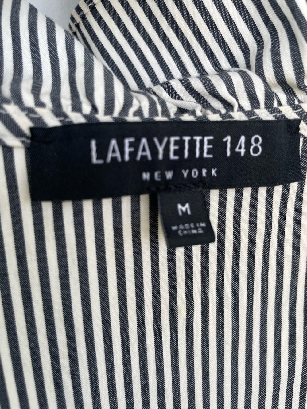 Lafayette 148 New York Black on and White Striped Sleeveless Dress - Picture 2 of 11